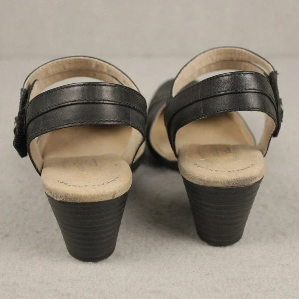 Clarks Collection Cottagecore Twee Slingback‎ Heels Black Leather Womens 8M